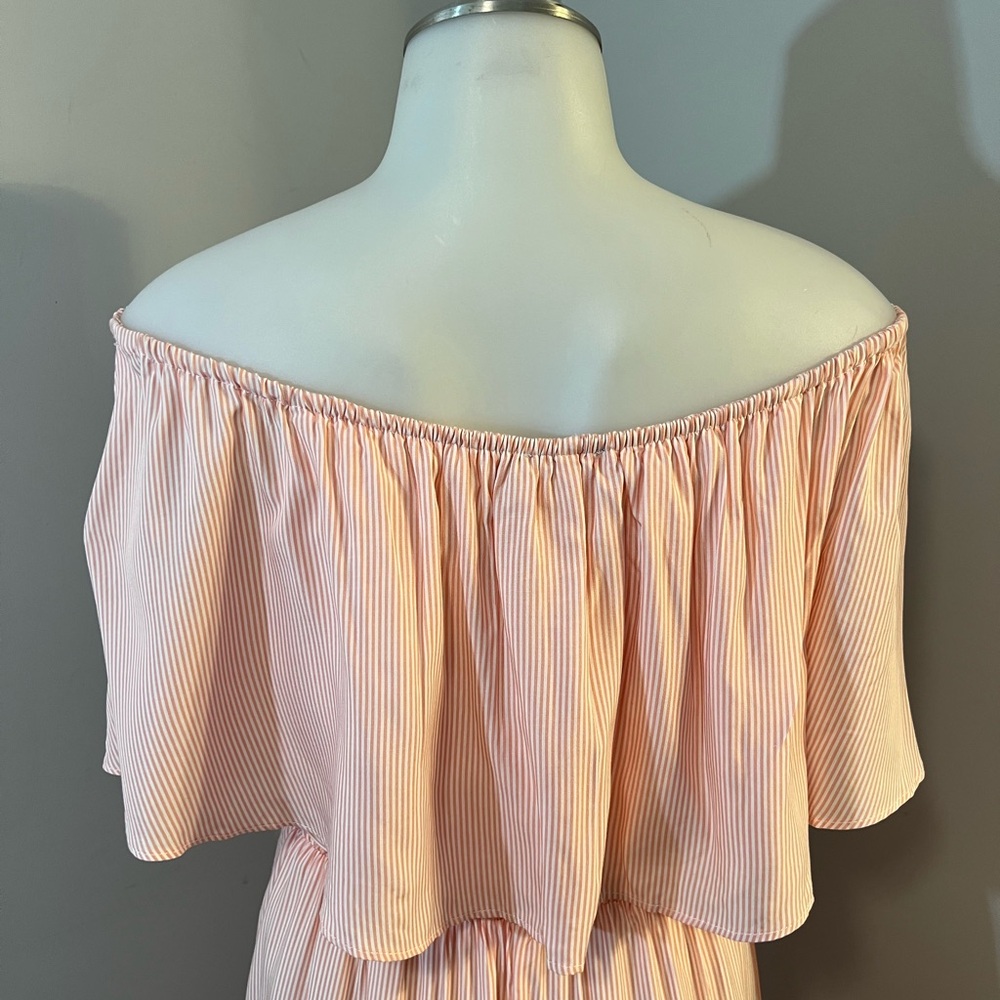 Sears Orange Ruffled Ruched Off-Shoulder Maxi Dress - Picture 10 of 14